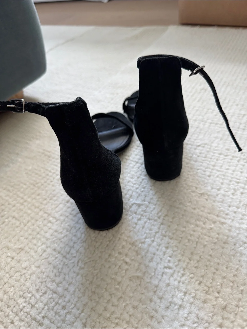 Steve Madden Black Suede Ankle Strap Block Heels